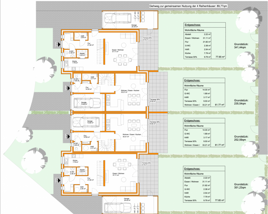 Grundriss EG Reihenmittelhaus Kleve