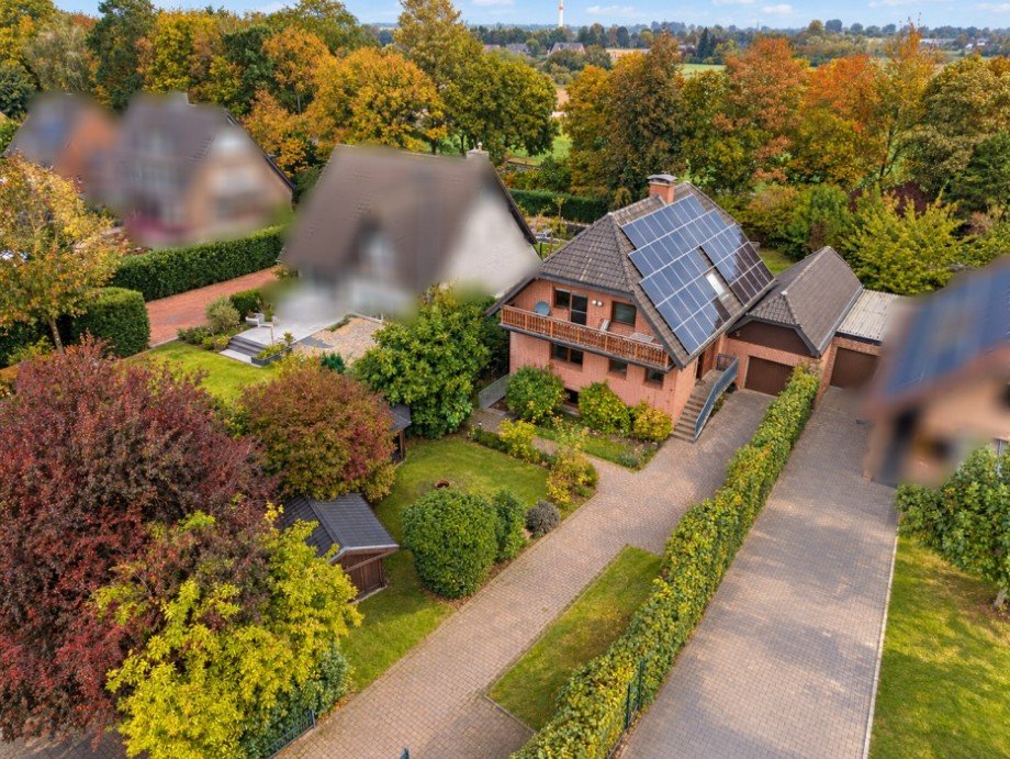 Drohnenansicht Einfamilienhaus Rees
